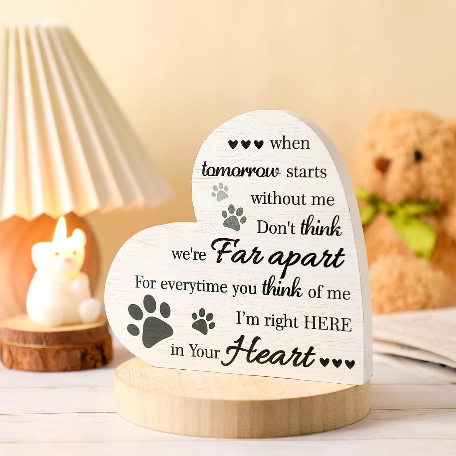 Creative PET Memorial message Board decoración de escritorio de madera en forma de corazón decoración de tarjetas de madera