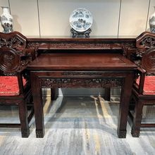 新中式酸枝木全实木中堂六件套八仙桌客厅供桌玄关柜堂屋神台条案