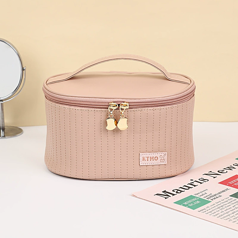 Polyurethane Cosmetic Bag, Handheld Waterproof Organizer, Spacious 24.2×19.6×3.6 cm