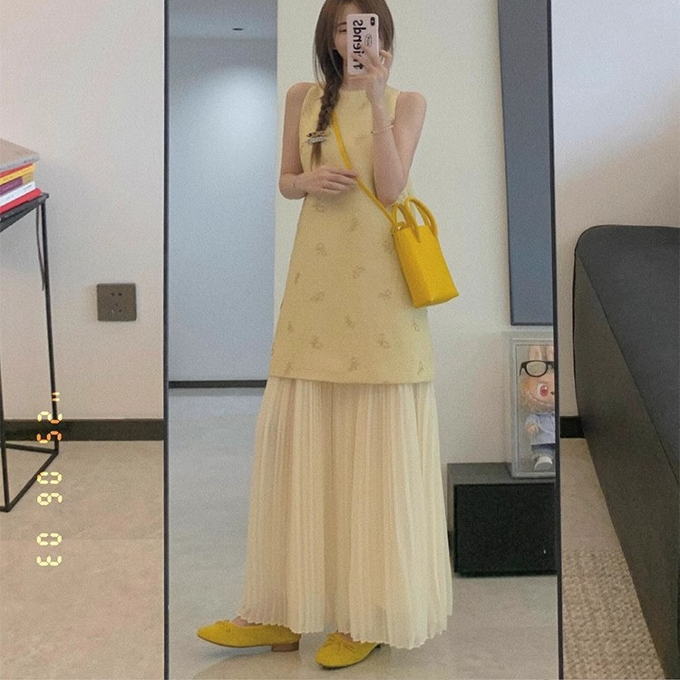 French-Style Faux Two-Piece Chanel-Style Dress for Women, 2025 Summer New Model, Light Luxury, High-End, Gentle and Elegant Long Dress
