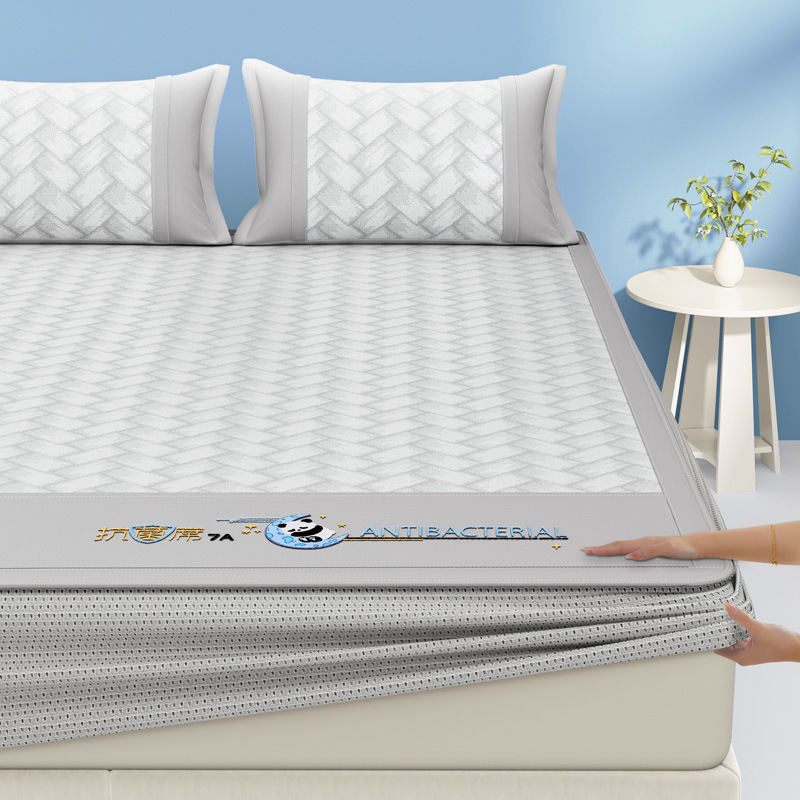 Un juego de sábanas de seda de hielo de clase de tres piezas fresco verano 2025 nueva funda protectora de colchón de verano sábana funda de cama