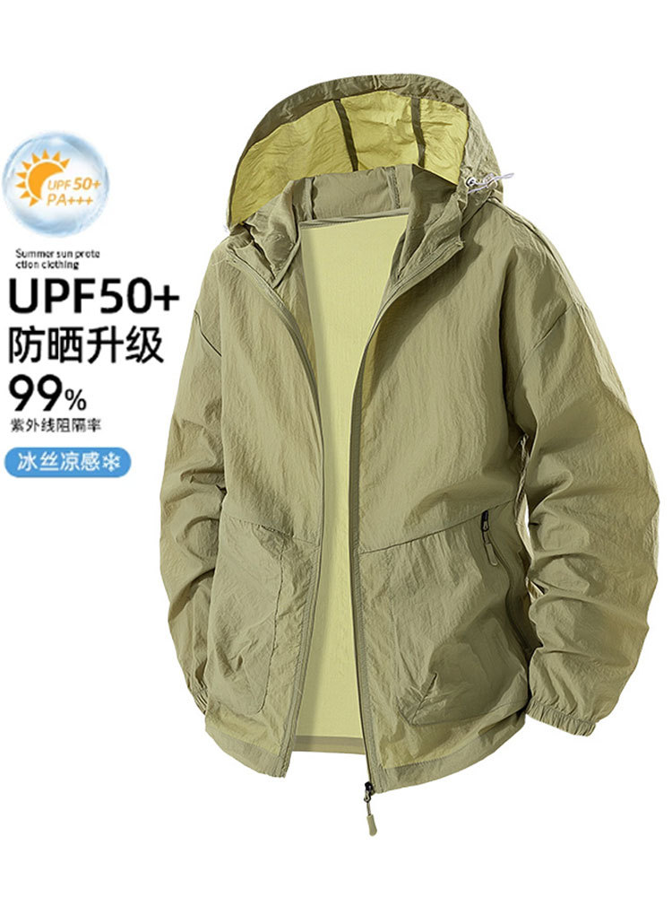 Ice Silk Sun Protection Clothing for Men, Summer Lightweight Plus-Size Oversized Men's Uv Protection Jacket Trendy