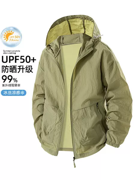Ice Silk Sun Protection Clothing for Men, Summer Lightweight Plus-Size Oversized Men's Uv Protection Jacket Trendy