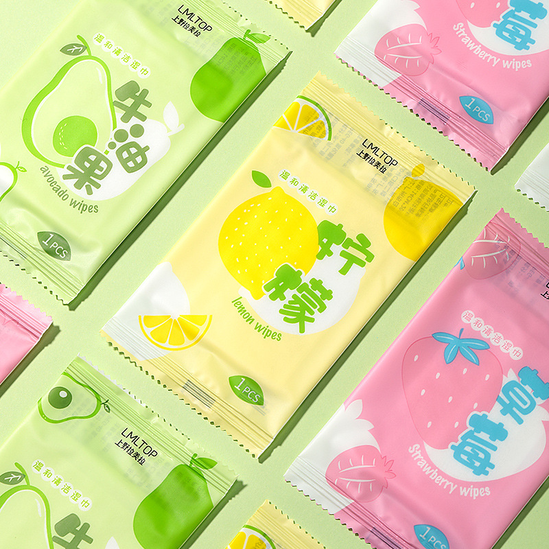 LMLTOP suave limpieza toallitas 10 unidades aguacate limón sabor bolsa portátil toallitas SY910