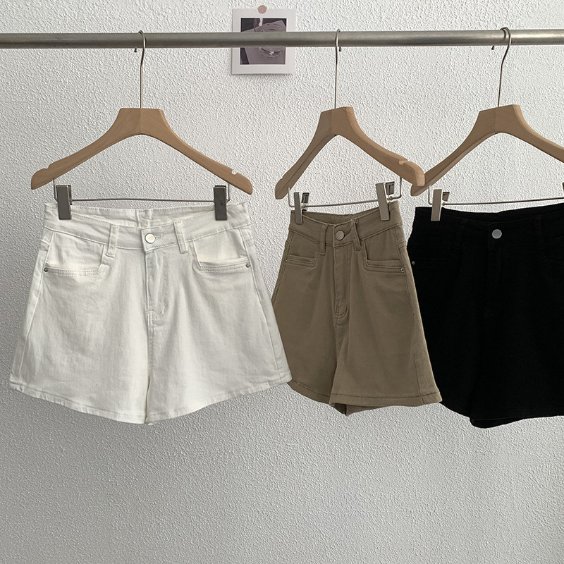 Omalai Denim Shorts for Women 2025 Summer New Korean Style High-Waisted Slim Versatile A-Line Wide-Leg Pants Trendy 2301