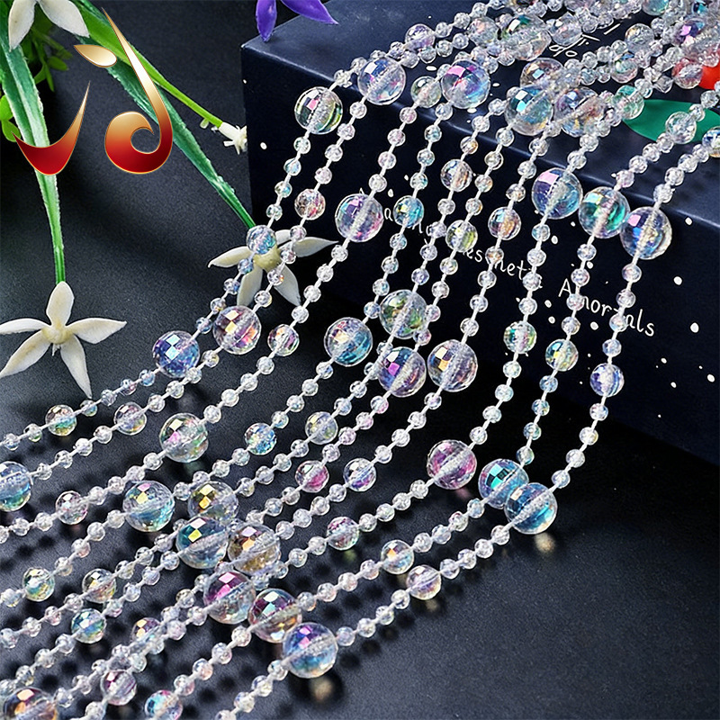 Wedding Earth Beads Crystal Bead Curtain Bead Chain Line Curtain Bead Partition Wedding Road Lead Stage Ceiling Door Curtain Curtain Decoration