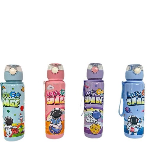 Jumping Lid Astronaut Water Cup for Kids Convenient Portable Straw Cup Plastic Cup