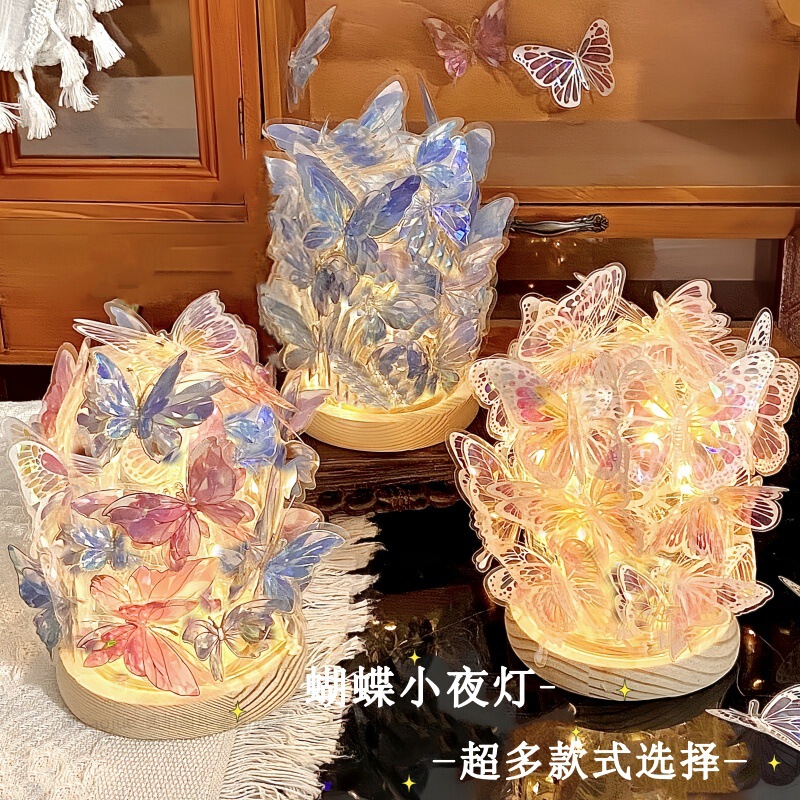 Advanced DIY Handmade Luminous Butterfly Home Decoration Antique Night Light Tv Cabinet Workstation Desktop Ornaments for Girls