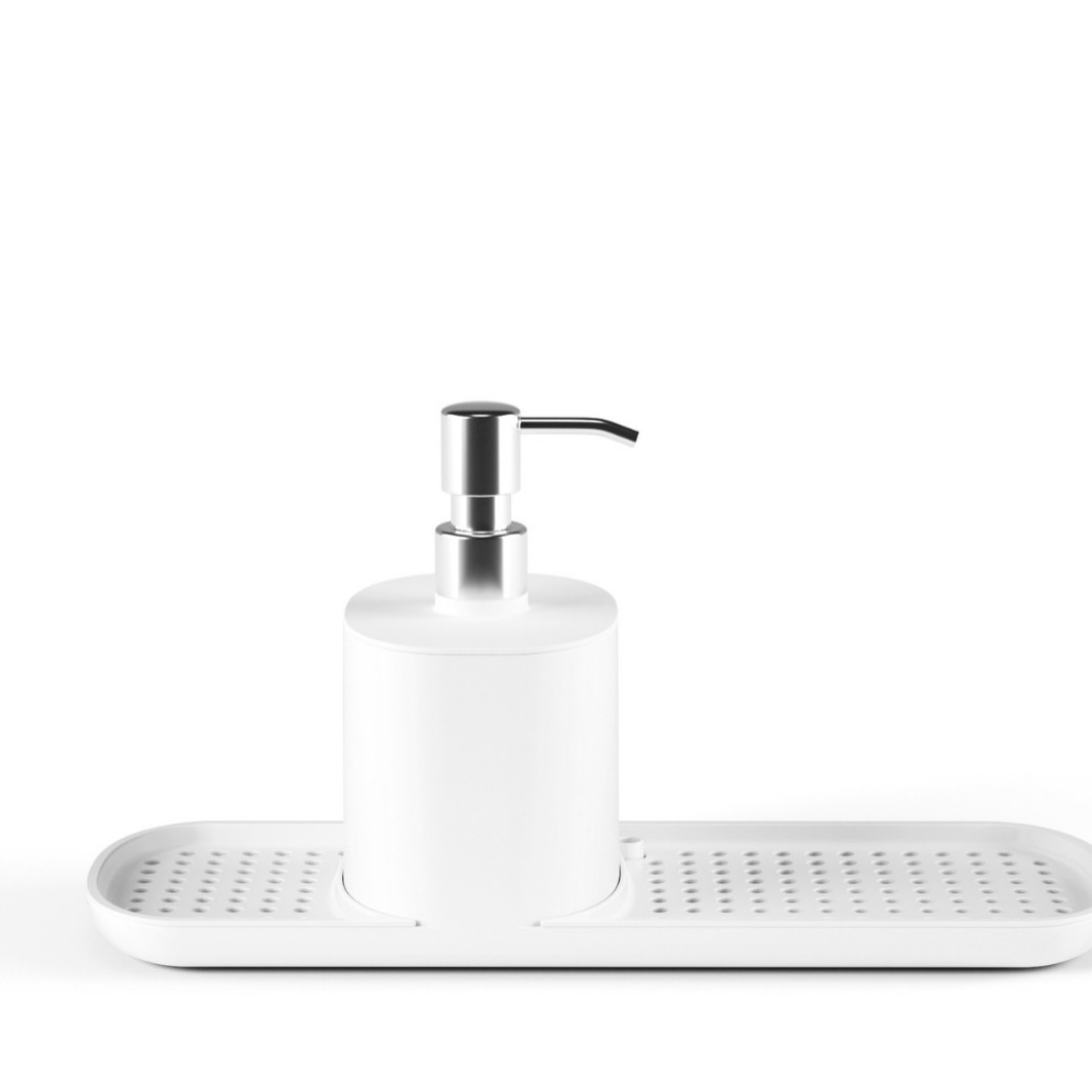 Dispensador de Jabón para Cocina con Soporte para Esponja Tipo Presión para Cocina