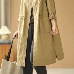 大码女装2025新款春季工装衬衫女宽松风衣外套女长袖上衣女中长款