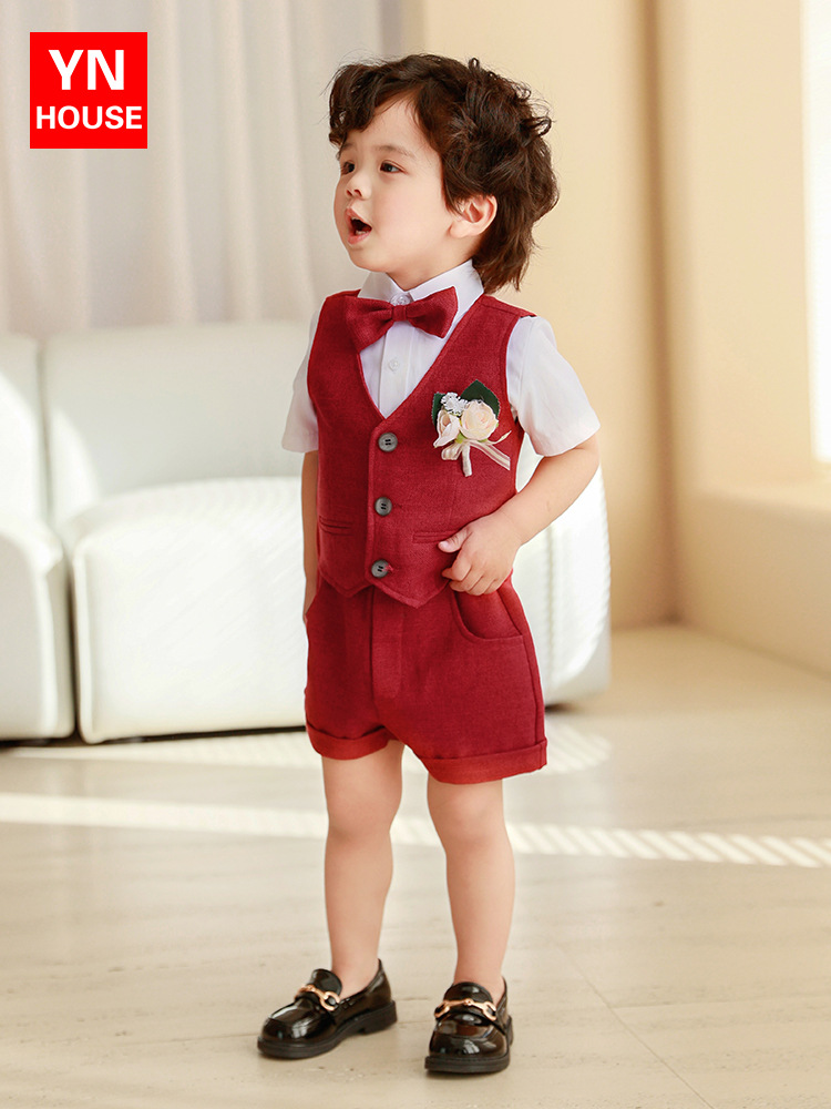 [Liquidación] Conjunto de chaleco para niños, ropa formal para el primer cumpleaños del bebé, traje de esmoquin para niños.