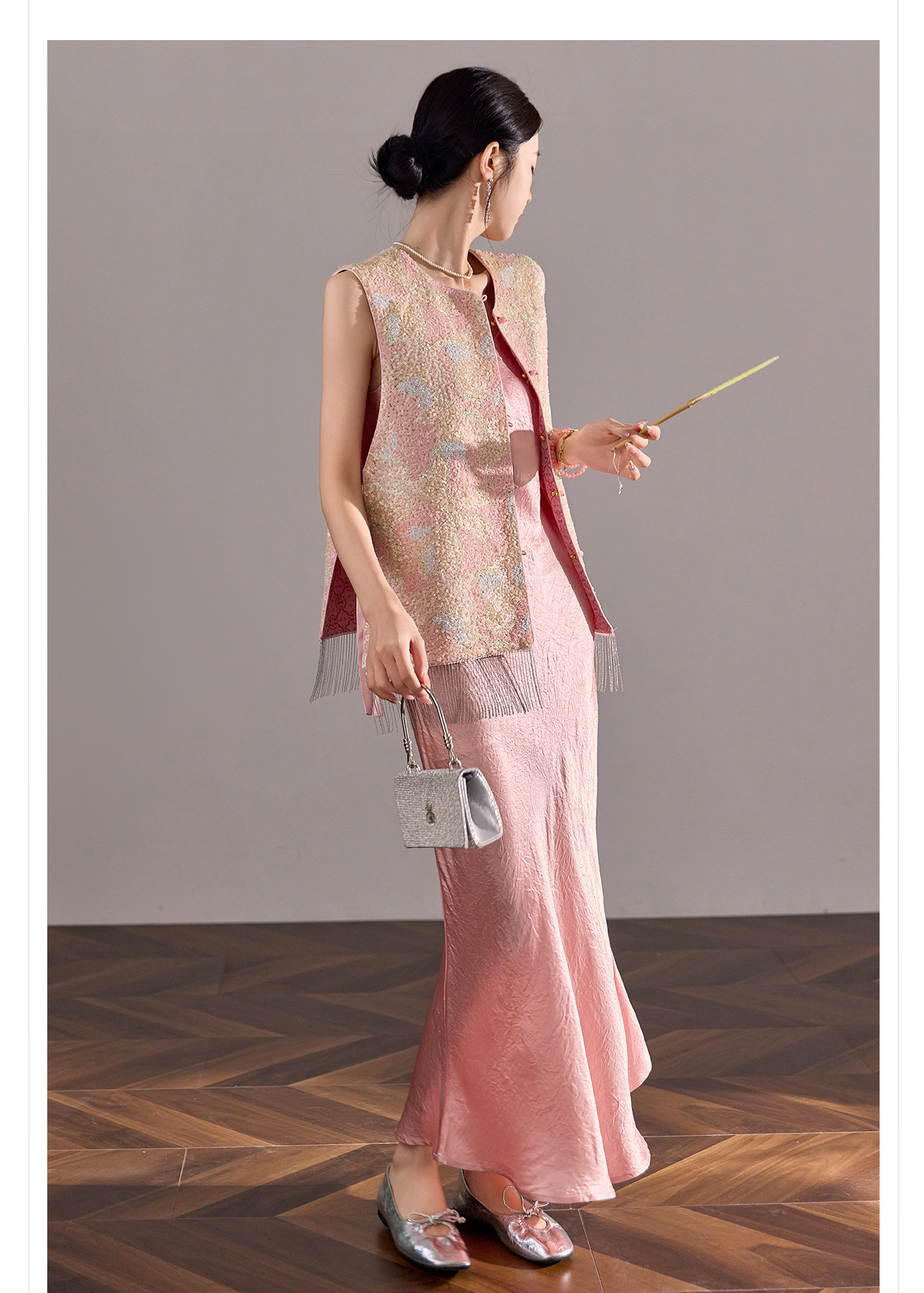Áo vest gile nữ hai mặt phối ren đính cườm phong cách Trung Hoa mới mùa hè N2078 — Phối màu [mặc hai mặt] chi tiết 17