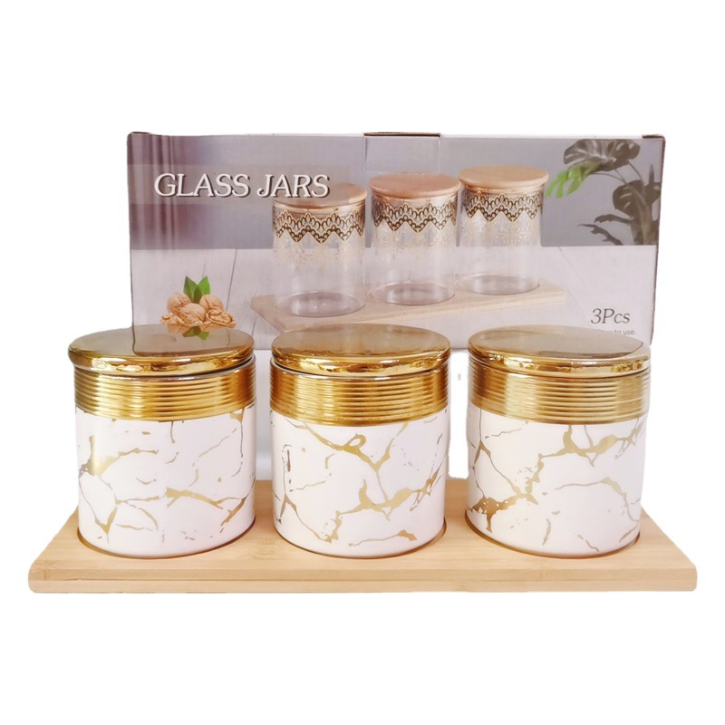 Tarro sellado de galvanoplastia transfronteriza tarro de condimento de cerámica mate Tarro de almacenamiento de cocina tarro de azúcar tarro de té de café traje