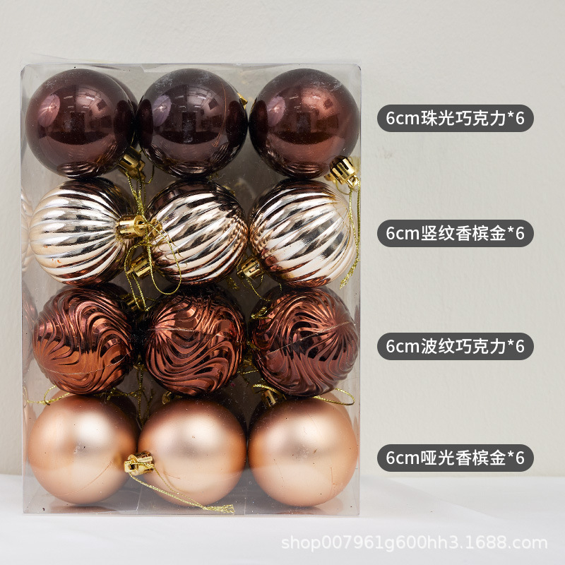 Colgante de Navidad transfronteriza 6 / 8cm bola chapada mate Navidad champaña decoración roja dorada colgante de Navidad