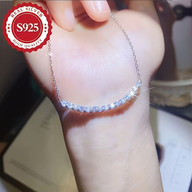 Temu's Popular Smile Necklace for Women, Simple Clavicle Chain with a High-End Feel, Light Luxury, Niche Design, Zircon Neck Chain