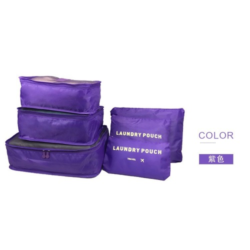 Travel Set of 6 Oxford Cloth Multi-functional Storage Bags, Including Underwear and Bra Organizer Bag, and Shoe Organizer Bag