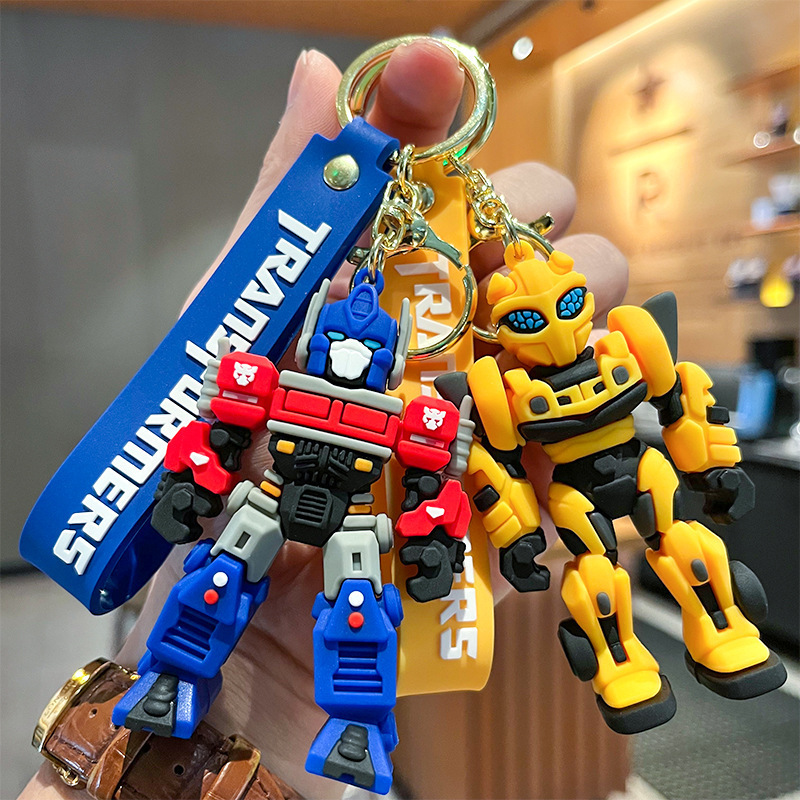 Cute Cartoon 3D Robot Transformers Keychain Bag Pendant for Women Car Small Gift Wholesale