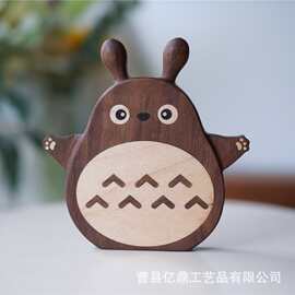 可爱实木龙猫杯垫家用黑胡桃隔热垫砂锅垫子木质卡通水杯垫厂家