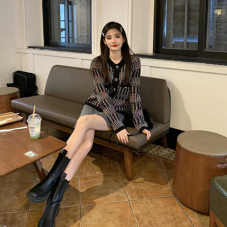 2023 Autunno Nuovo Moda Eleganza Cappotto Donna Stile Lazy Piccolo Girocollo Maglia Top_voghion.com