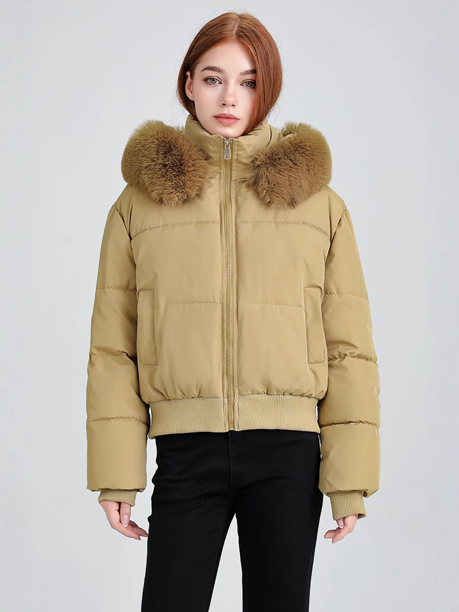 Comercio exterior diseño de algodón con cuello encapuchado mujer invierno 2025 nuevo grueso calentamiento corto chaqueta de pan image 5
