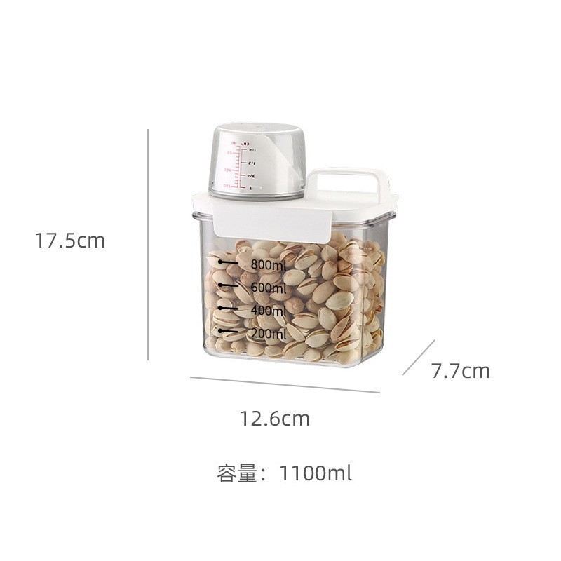 Grain jar with scale-white lid 1100ml / Kraft paper box packaging