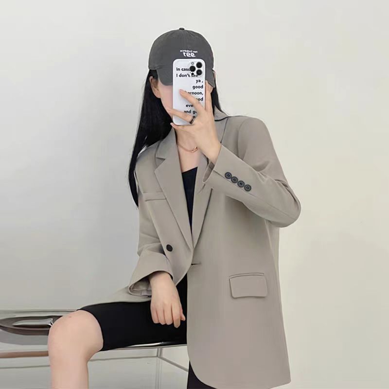 Spring and Autumn Gray Design Professional Suit Jacket New Korean Style Small Loose Casual Suit for Women
