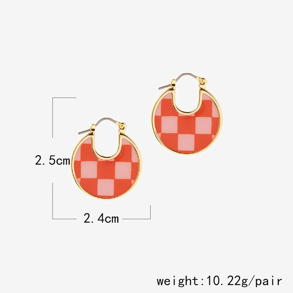 1 Pair Casual Simple Style Lattice Enamel Alloy Drop Earrings display picture 2