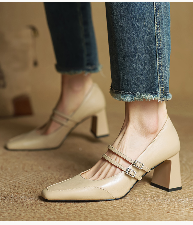 CHIKO Brigette Square Toe Chunky Heels Mary Jane Shoes