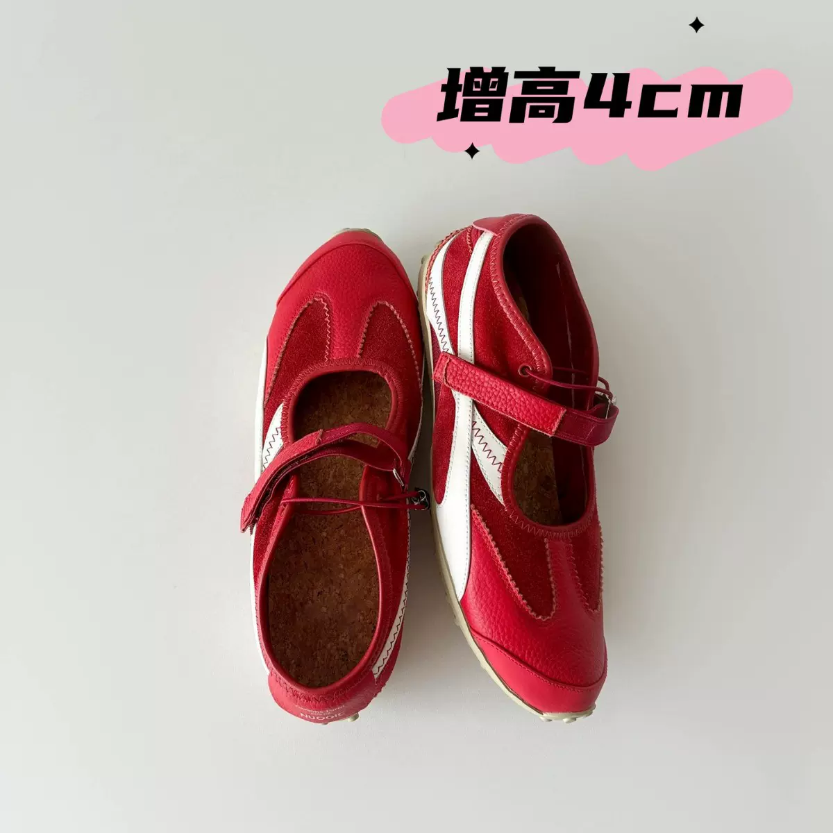 牛皮版~复古小众内增高红色玛丽珍鞋女真皮休闲运动鞋芭蕾舞单鞋