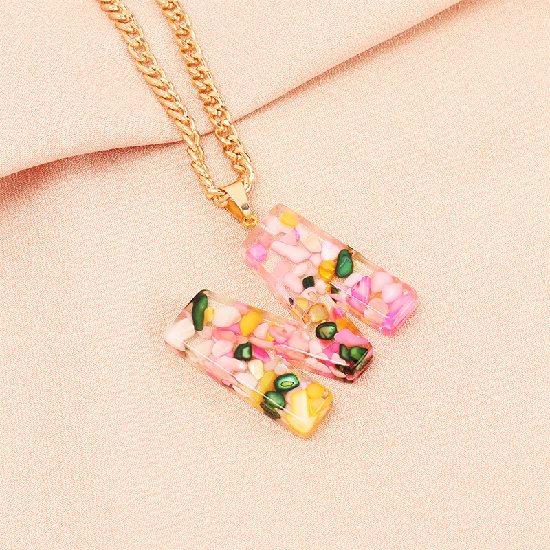 Resin Material Sweet Letter Resin Chain Necklace
