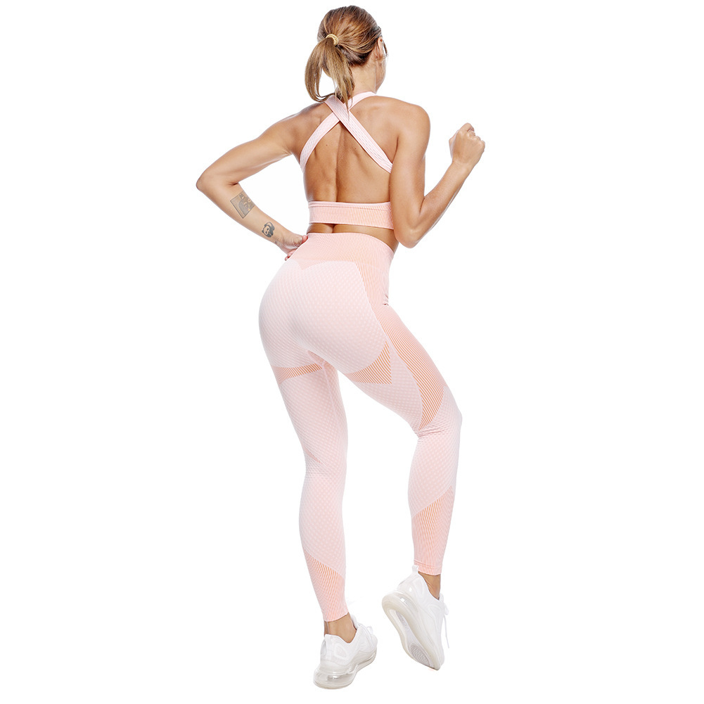 seamless quick-drying high-elastic yoga fitness vest & pants set NSOUX85018