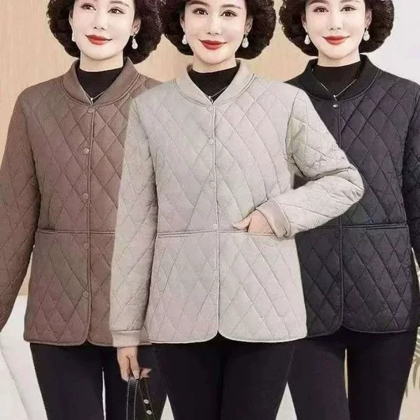 Lightweight stand-up collar cotton jacket for middle-aged and elderly, warm casual winter new loose short coat for mothers