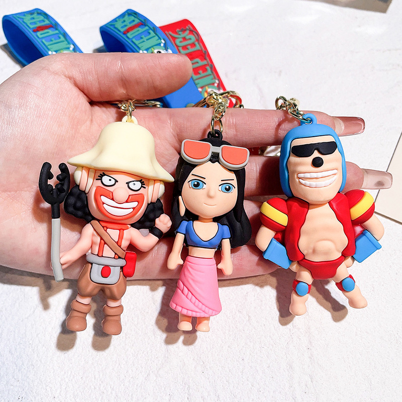 One Piece Silicone Doll Keychain Pendant Push Small Gift Car Keychain Bag Hanging Ornaments Catch Baby Machine