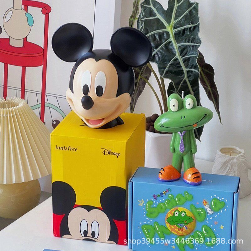 Creative Mickey Head Hucha Adorno de decoración de sala de estar de dibujos animados lindo Pato Donald Can de almacenamiento Regalo de inauguración de la casa