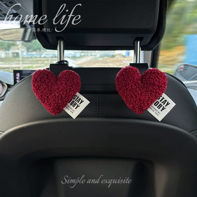 Luxury Love Heart Hanging Strap Car, Car tissue box/set - wine-red-velvet-love-hook-2