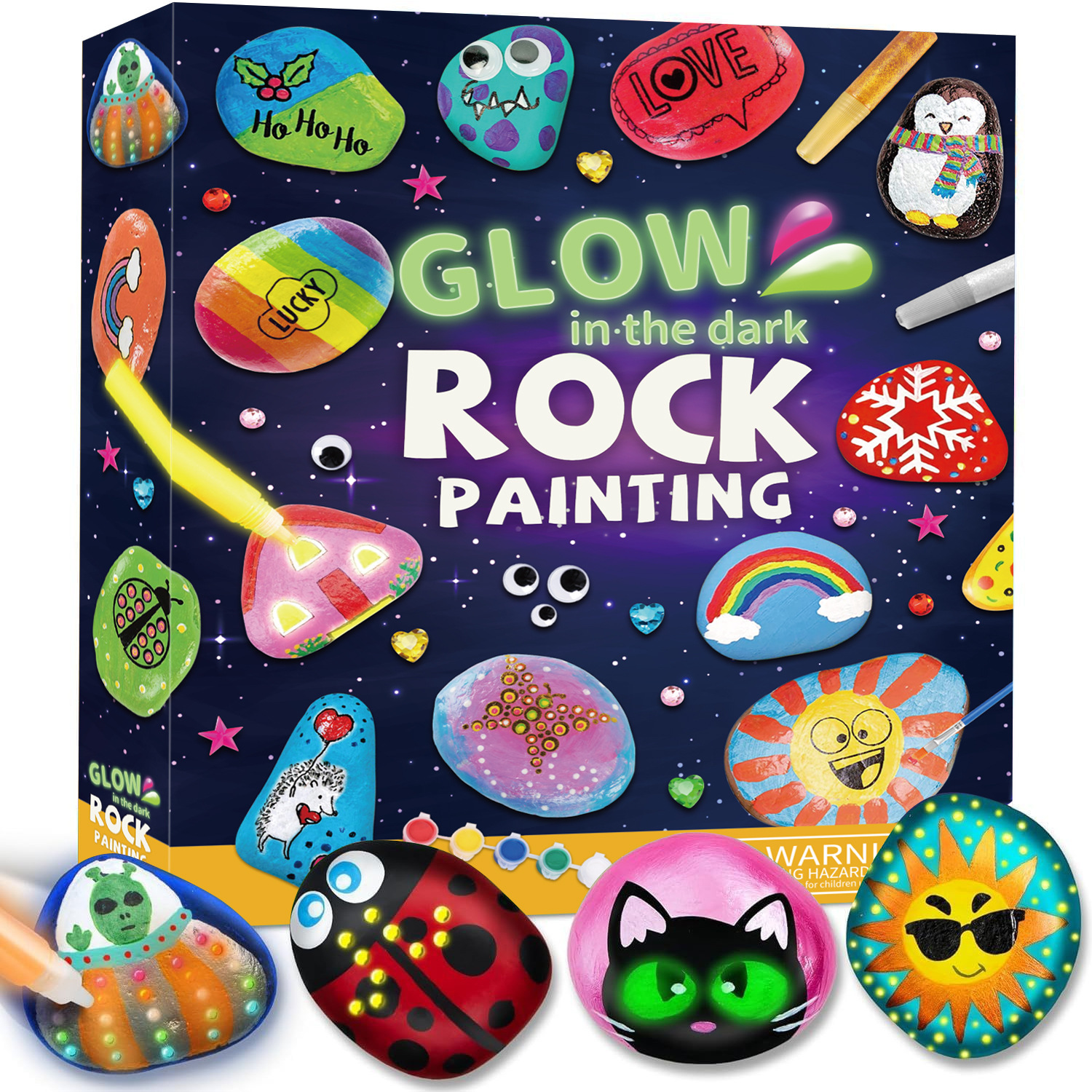 Cross-border Hot Sale Hand-painted Stone suit Children's Science and Education Toys Stone Multicolor Painted suit Creative Graffiti Painted