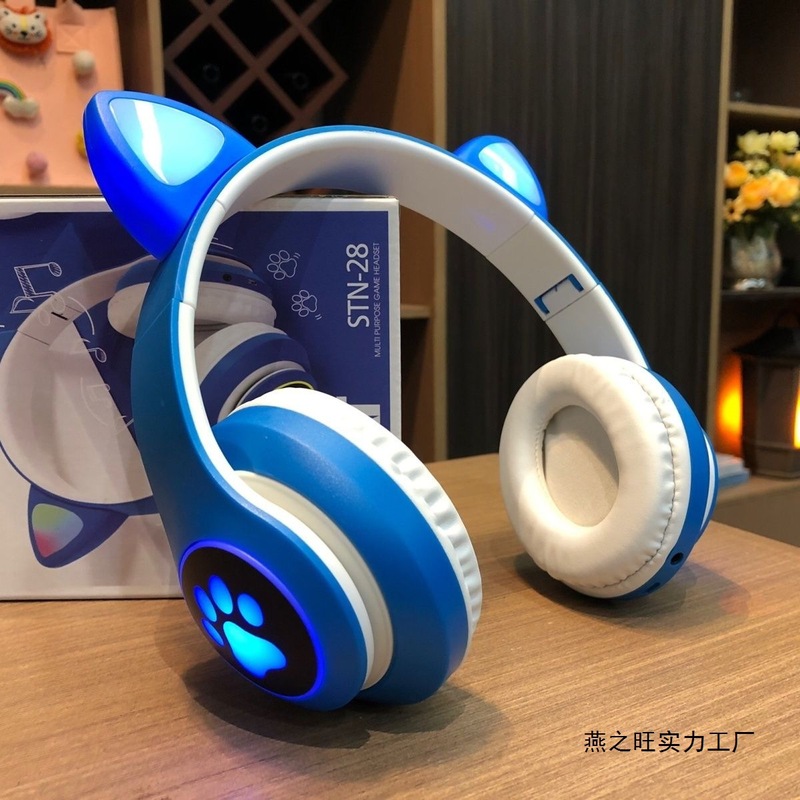 2025年新型発光ヘッドホン型ワイヤレスBluetooth猫耳イヤホン ゲーム、復習、リスニング学習、学生、家庭用|undefined