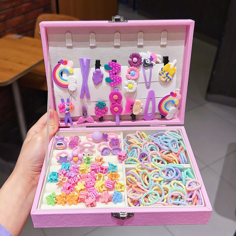 Caja de regalo para niños Jewelry Set linda niña pequeña regalo de cumpleaños princesa cabello cabello cuerda caja de joyería de alta gama
