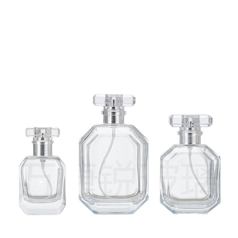 スポット卸売りバヨネット30ml 50ml 100ml透明八角形ガラス香水瓶ポータブル分注瓶Tカバー|undefined