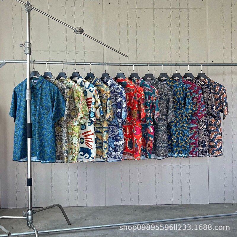 Pat@G Bata Outdoor Summer American Retro Style Patal Short-Sleeved Outdoor Hawaiian Beach Floral Shirt