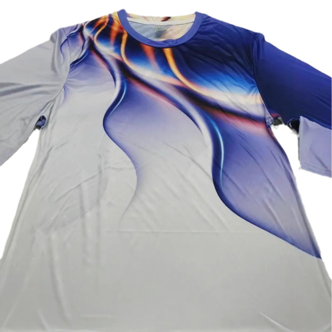 Moda metal colorido halo impresión 3D hombre calle suelta transpirable manga corta cuello redondo camiseta en stock