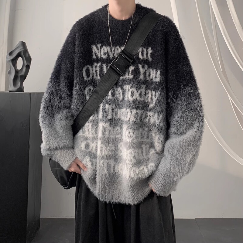 American Retro Round Neck Couple Knitwear Men's Autumn and Winter Thickeneded Lazy Style Youth High-End Handsome Knitwear