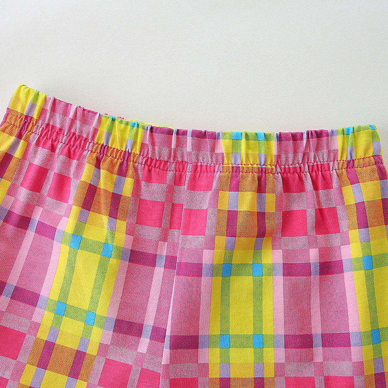 Traje de manga corta para niñas de estilo europeo y americano bordado verano nuevo jersey de dibujos animados de dos piezas de algodón de punto traje para niños