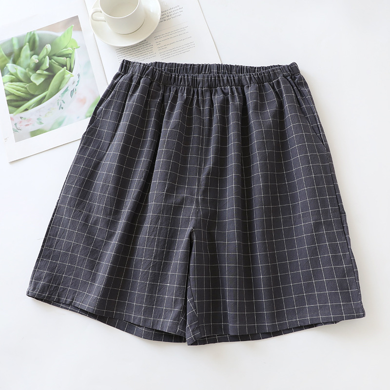 Cotton Plaid Men's Shorts And Sleeping Pants | Spring, Summer, And Autumn Thin Loose Five Quarter Home Pants_voghion.com