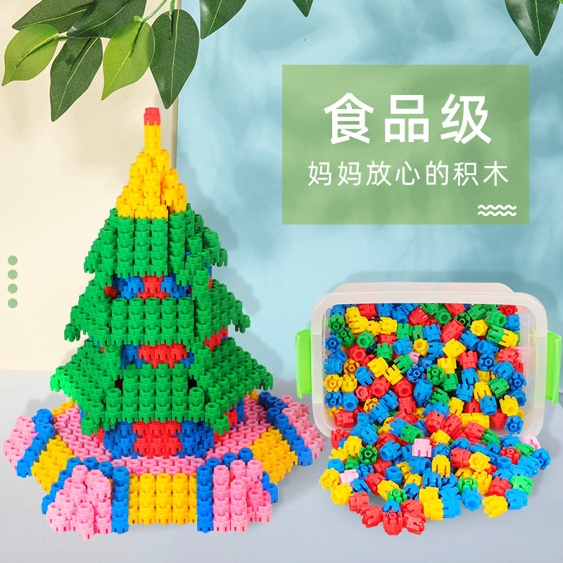 Hexagonal building blocks children's toys Enlightenment educational plastic building blocks toys 3-6 years old boys and girls assembled assembling toys