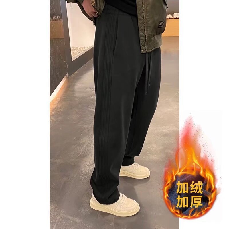 2024 otoño y invierno red callejera callejera casual pantalones recto para hombres más pantalones deportivos de terciaria gruesa marca de moda