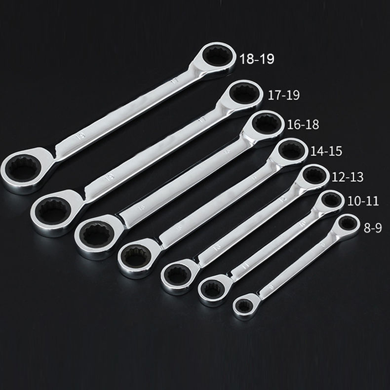 Llave de trinquete genuina de doble cabezal, llave bidireccional en forma de flor de ciruelo, herramienta de 72 dientes, juego de alta resistencia de doble propósito, llave rápida.