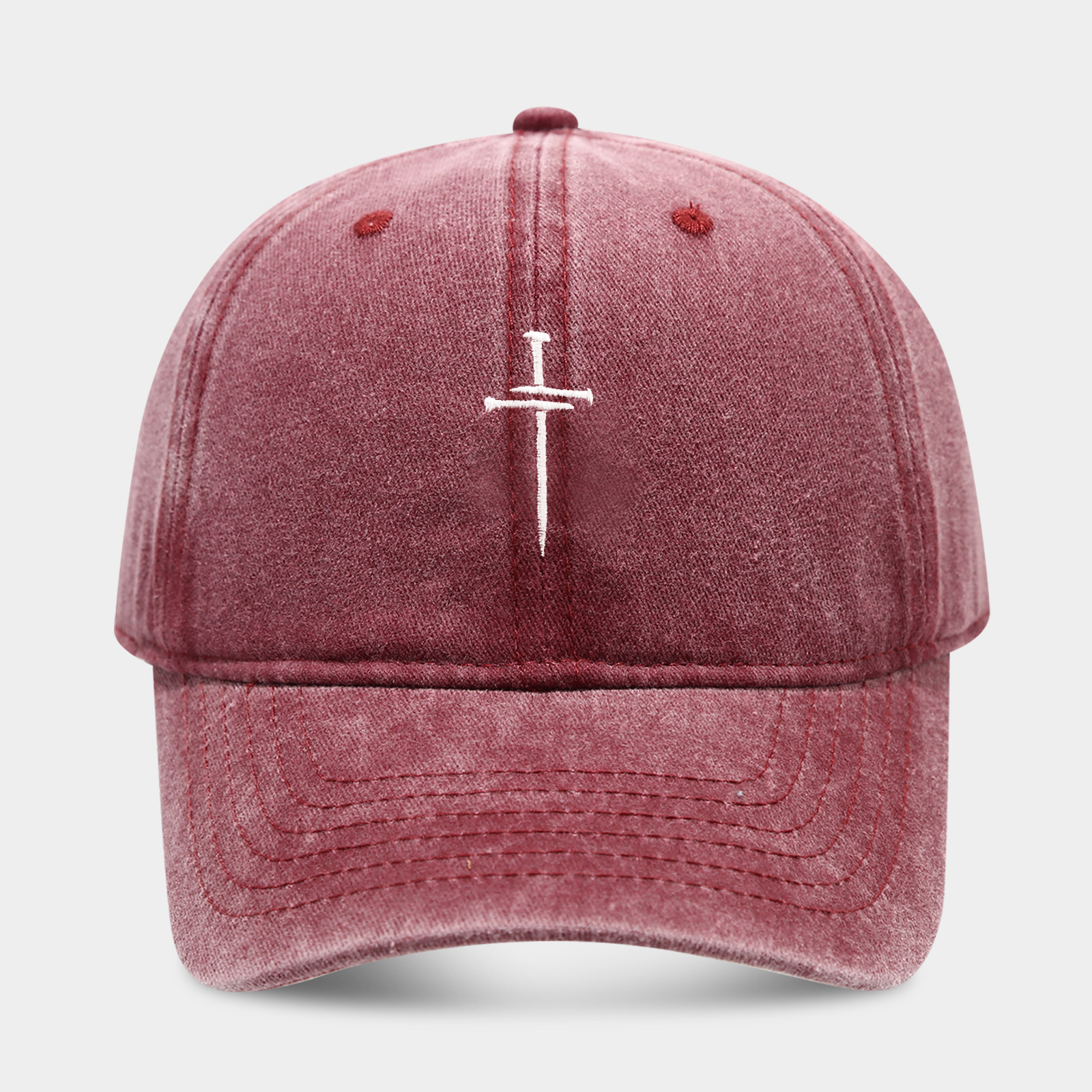 Cruz de uñas sombrero hombres y mujeres diversión ajustable suave superior lavado vintage algodón bordado Cruz gorra béisbol moda image 23