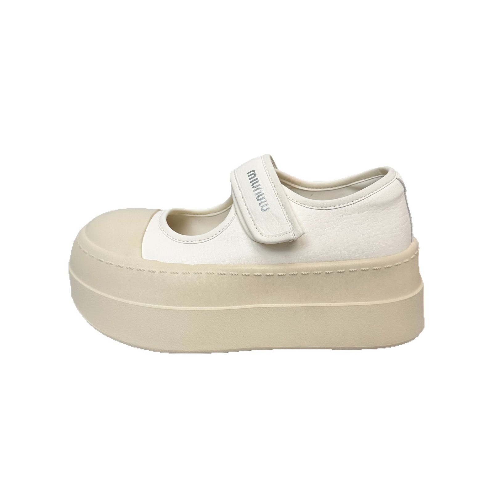 Milk Huhu Mary Jane Cream White Zapatos de mujer 2025 nicho deportes de ocio plataforma Velcro zapatos de lona de cabeza grande para mujer image 6