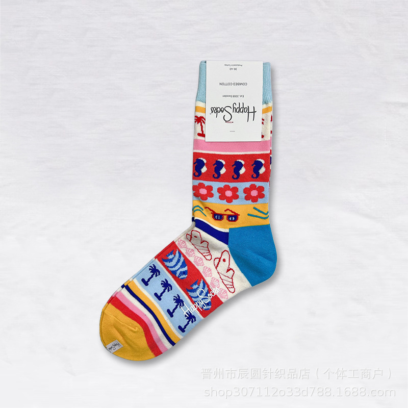 happysocks suecos calcetines de moda damas in-mode versátil animación calcetines de algodón de cintura alta al por mayor